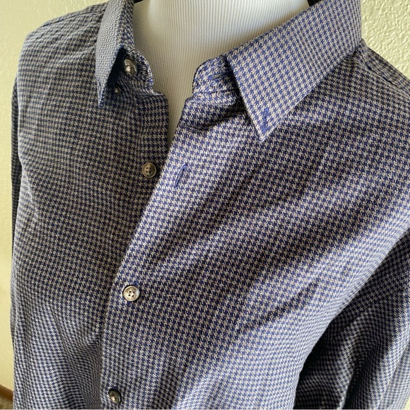 Hart Schaffner Marx Plaid Dress Shirt Button Down Collared Long Sleeve Blue Gray - Picture 2 of 8